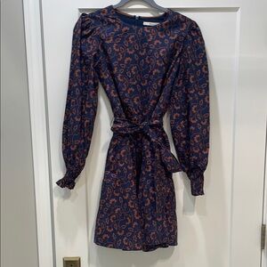 Boded Navy and Orange Long Sleeve Dress